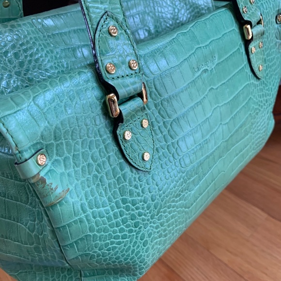 Kate Spade Green Croc Leather Shoulder Bag - Picture 9 of 9
